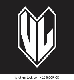 VL Logo monogram with emblem line style isolated on black background