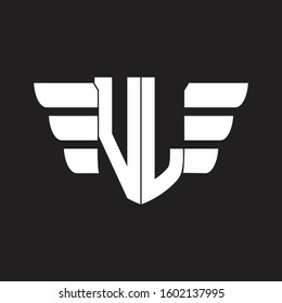 VL Logo monogram with emblem and wings element design template