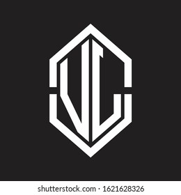 VL Logo monogram with hexagon shape and outline slice style with black and white