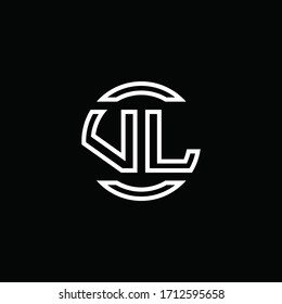 Monograma del logotipo VL con espacio negativo y plantilla de diseño redondeado de círculo redondeado