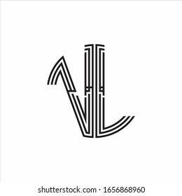 VL Logo monogram triple ribbon style line design template isolated on white background