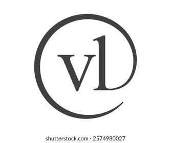VL logo from two letter with circle shape email sign style. V and L round logotype of business company for brand identity.