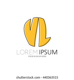 VL Logo. Vector Graphic Sphere Branding Letter Element. White Background
