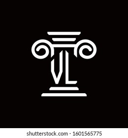 VL monogram logo with pillar style design template