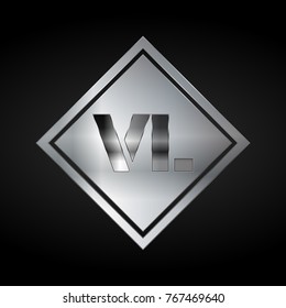 VL Monogram, Silver Logo, Metal Logo, Luxury, Elegant, Abstract, square