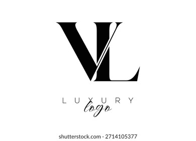 Logotipo de la tipografía del monograma de la letra de VL Serif para la identidad elegante de la marca de Premium