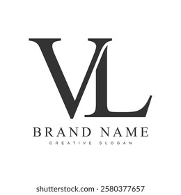 VL trendy logotype template. Initial letter v and l classic font style. Creative logo for company name or identity. Vector illustration.