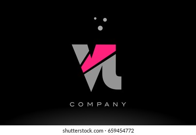 vl v l alphabet letter logo pink grey black creative company vector icon design template