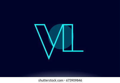 vl v l blue line circle letter logo alphabet creative company vector icon design template