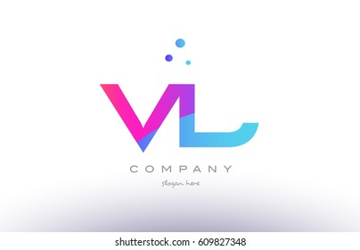 vl v l  creative pink purple blue modern dots creative alphabet gradient company letter logo design vector icon template
