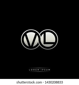 VL V L initial letter linked circle capital monogram logo modern template silver color edition