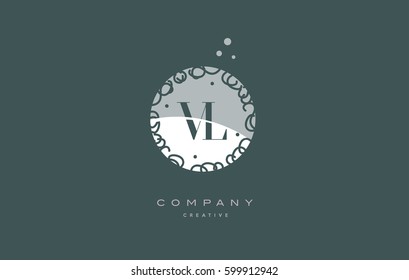 vl v l  monogram floral vintage retro green white alphabet decorative company letter logo design vector icon template 