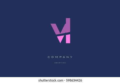 vl v l  pink blue pastel modern abstract alphabet company logo design vector icon template 