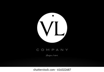 VL V L simple black white circle background alphabet company logo design vector icon template