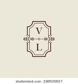 VL vintage wedding initial logo in high quality professional design that will print well across any print media