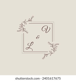 VL wedding line square monogram with high quality professional design that will print well