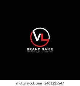 VL White Letter monogram Logo Design with Black Background. V L