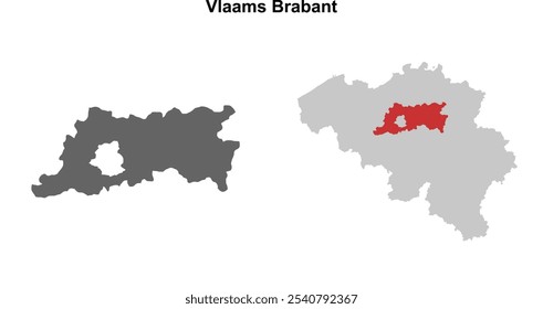 Conjunto de mapas em branco da província de Vlaams Brabant