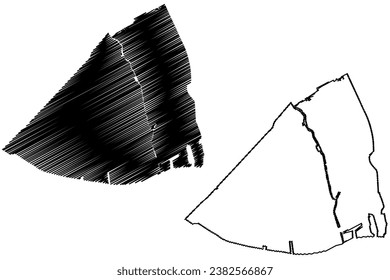 Vlaardingen municipality (Kingdom of the Netherlands, Holland, South Holland or Zuid-Holland province) map vector illustration, scribble sketch map