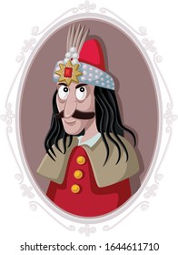 Vlad III Dracula Tepes Vector Caricature. Romanian prince how inspired scary horror legend
