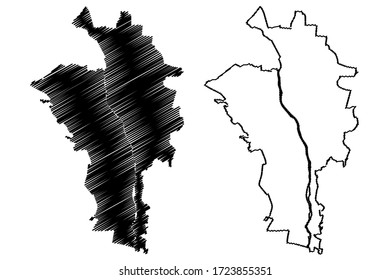 Vladikavkaz City (Russian Federation, Russia, Republic of North Ossetia-Alania) map vector illustration, scribble sketch City of Ordzhonikidze or Dzaudzhikau map