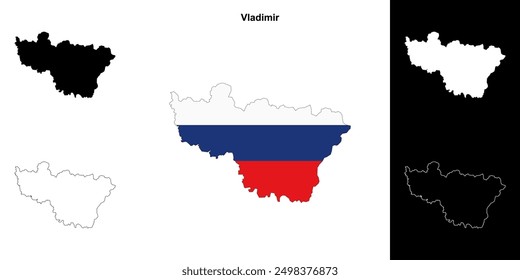 Vladimir blank outline map set