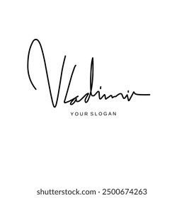 Vladimir name signature logo vector design