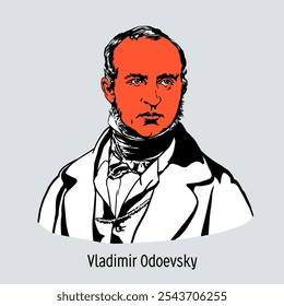 Vladimir Odoevsky es un escritor ruso y pensador de la era romántica, uno de los fundadores de la musicología rusa. Ilustración vectorial dibujada a mano