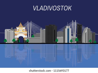 Vladivostok Russia. Vector illustration.