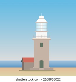 Vlamingh Head lighthouse Exmouth, south coast in England. Simplified vector illustration