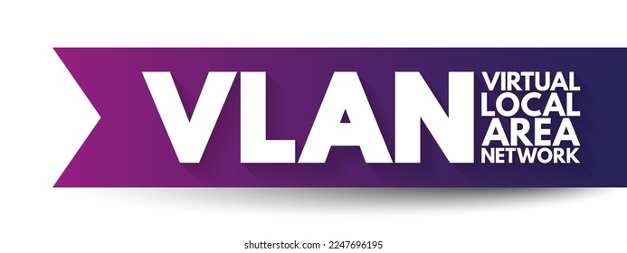 VLAN - Virtual Local Area Network is any broadcast domain that is partitioned and isolated in a computer network at the data link layer, acronym text concept background