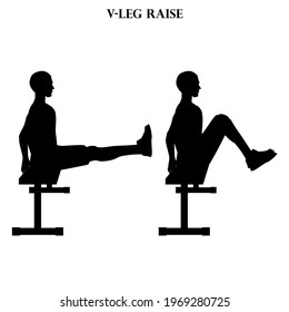 V-Leg eleva la silueta de ilustración vectorial de la resistencia del ejercicio sobre el fondo blanco. Ilustración del vector