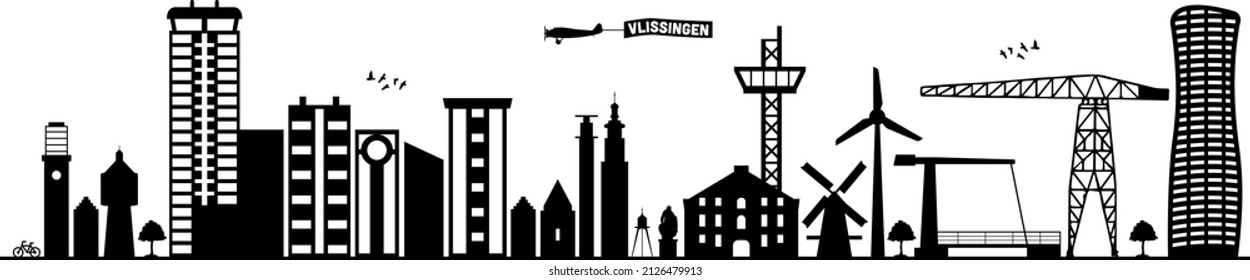 Vlissingen city skyline, Zeeland, Netherlands