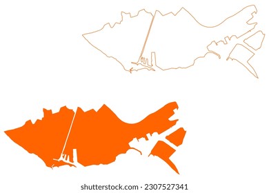 Vlissingen municipality (Kingdom of the Netherlands, Holland, Zeeland or Zealand province) map vector illustration, scribble sketch Flushing or Vlissienge map