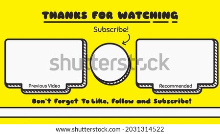 Vlog End Screen in Doodle Style. Great for vlogger to grab attention on the end of their content.