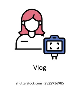 Vlog Filled Outline Icon Design illustration. Online Steaming Symbol on White background EPS 10 File