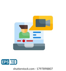 vlog icon in flat style isolated on white background. Editable color. EPS 10