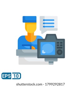 vlog icon in flat style. vector illustration for graphic design, website, UI isolated on white background. Editable color. EPS 10