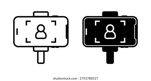 Vlog icon set. Illustration of mobile screens with user icons in selfie mode. Vector illustration on a white background.