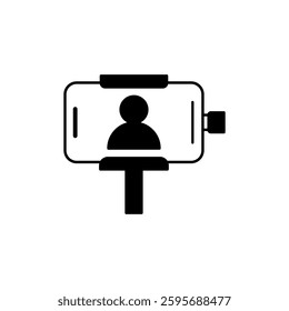 vlog icon with smartphone, video content creator with cellphone, simple flat style, illustration, logo sign symbol pictogram template, for ui or ux isolated on white for mobile app, editable