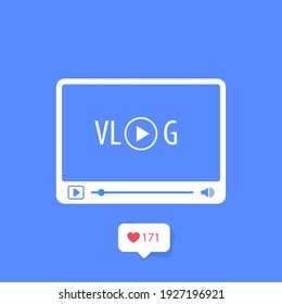 Vlog icon - video blog concept, media player and channel subscribers symbol