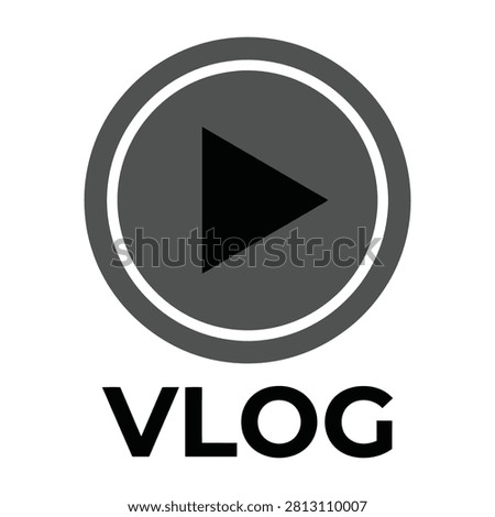 Vlog play button icon symbol on white background, representing video blogging