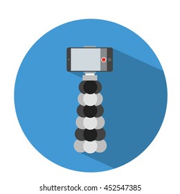 Vlog setup , smartphone on a tripod , flat design