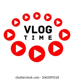 Vlog time logo. Flat illustration of vlog time vector logo for web