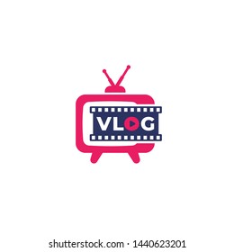 Vlog Vector Logo With Old Tv