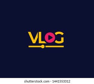 Vlog vector logo on dark