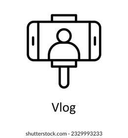 Ilustración de diseño de iconos de contorno Vlog Vector. Símbolo de streaming en línea sobre archivo EPS 10 de fondo blanco