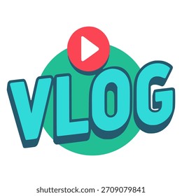 Vlog Video-Badge Logo flache Farbe Vektorgrafik Vorlage Design