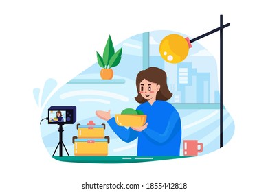 Vlogger broadcasting live event illustration concept