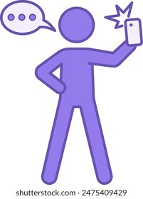 Vlogger Color Icon. Vector Icon. Man Recording Video for Vlog. Blogger and Social Networks Concept